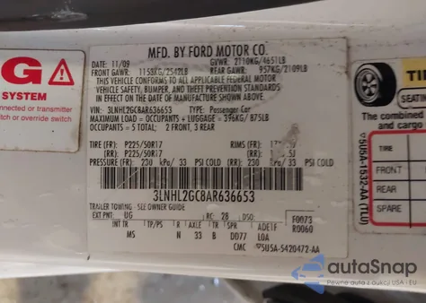 2010 Lincoln Mkz from USA, damaged, VIN 3LNHL2GC8AR636653